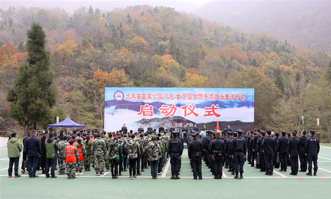 大熊貓國家公園川陜甘毗鄰地區(qū)聯(lián)合執(zhí)法整治專項(xiàng)行動(dòng)啟動(dòng)。四川省公安廳供圖