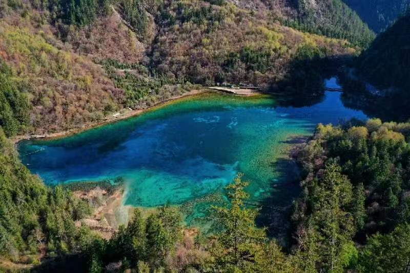 一池碧玉在山間。九寨溝景區(qū)供圖